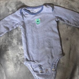 A blue and white onesie